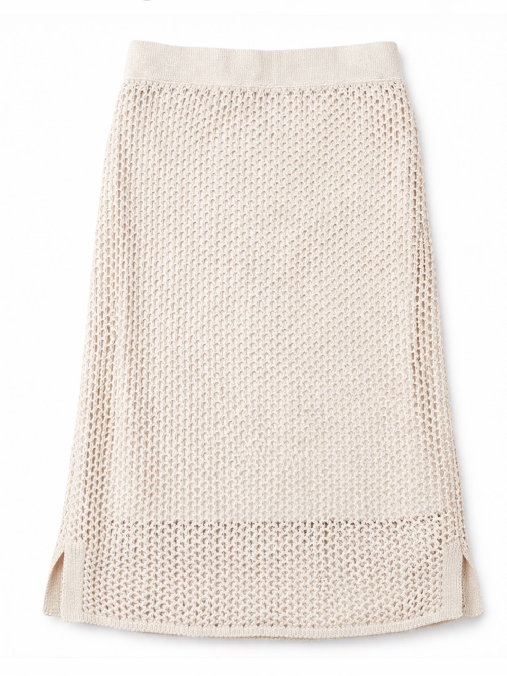 Off White Crochet Knit Midi Skirt Boho Beach Cover Up